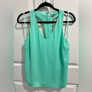 Naked Zebra Mint V-Neck Racerback, Back Zip Tank Blouse. Size L. Fully Lined.